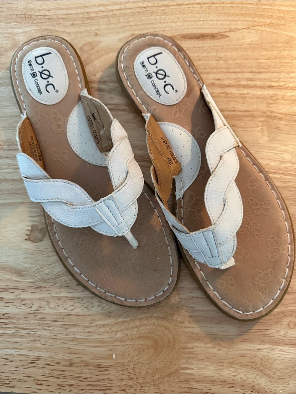 b.o.c. Women's Cream Braided Thong Sandals - Slip-On Casual